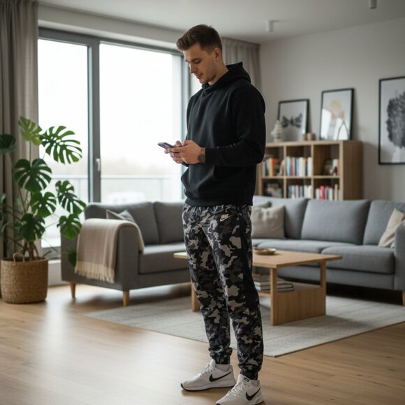 Nike Men’s Medium Cargo Pants Camo Print | Athletic Streetwear - Picture 8 of 9